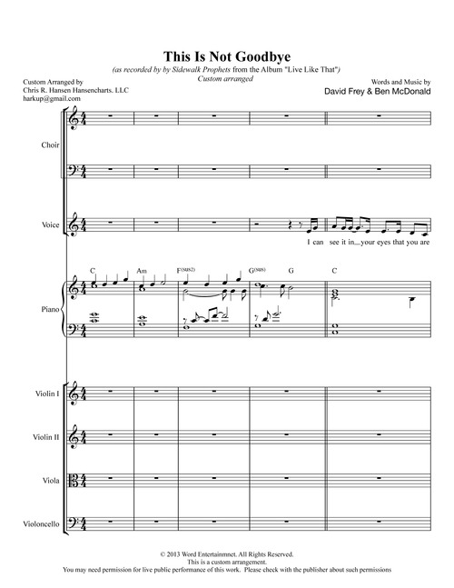 Product picture This Is Not Goodbye Sidewalk Prophets (strings & vocal editi