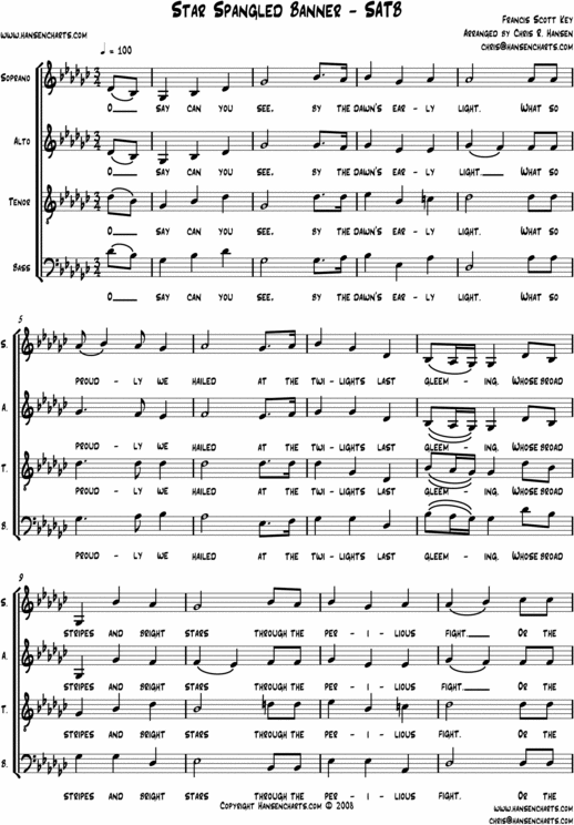 Product picture Star Spangled Banner S.A.T.B. like Dixie Chicks Print Music